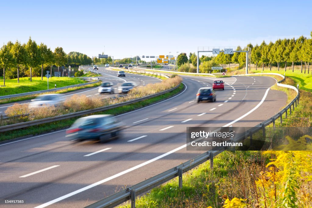 Motion blur of traffic on multilane highway