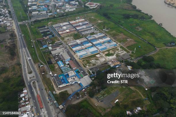 Aerial view of the Guayas 1 prison after clashes between inmates in Guayaquil, Ecuador, on July 23, 2023. Ecuador, the scene of bloody prison...