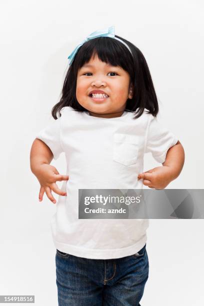 cute asian girl - child pointing stock pictures, royalty-free photos & images