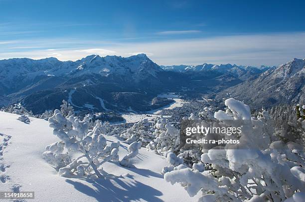 zugspitze mountain in the alps - zugspitze stock pictures, royalty-free photos & images