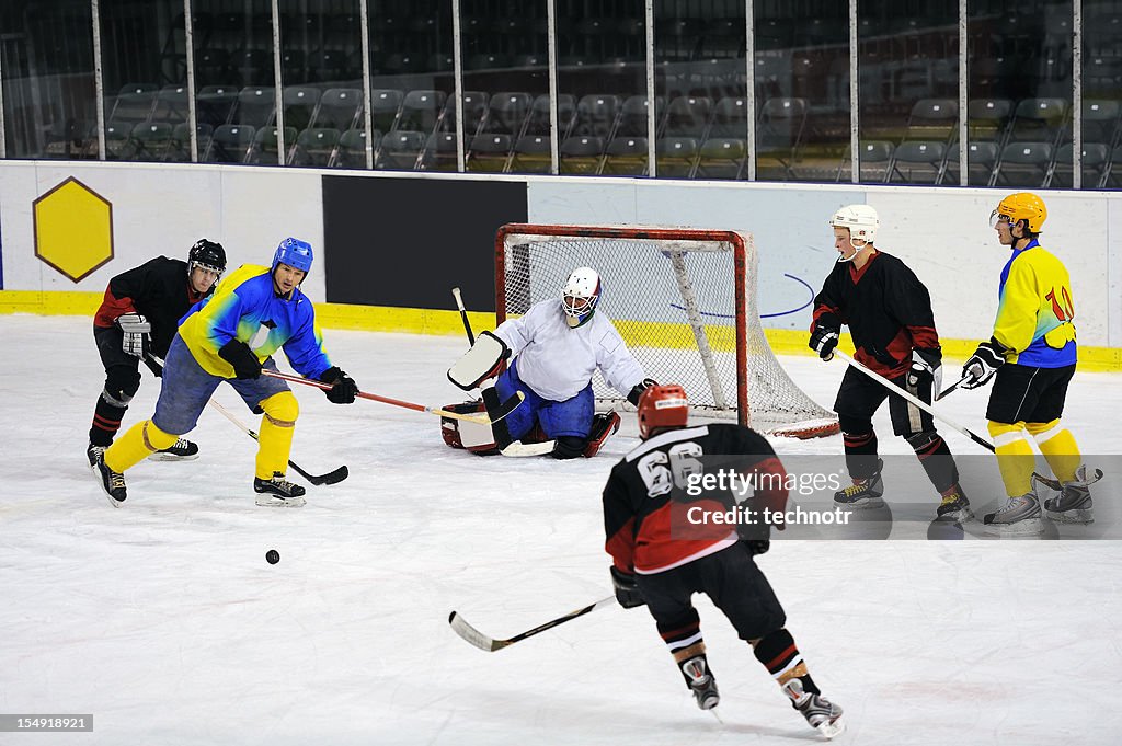 Ice hockey goal action