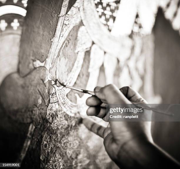 artist restoring a painting in the grand palace - restoring art stock pictures, royalty-free photos & images