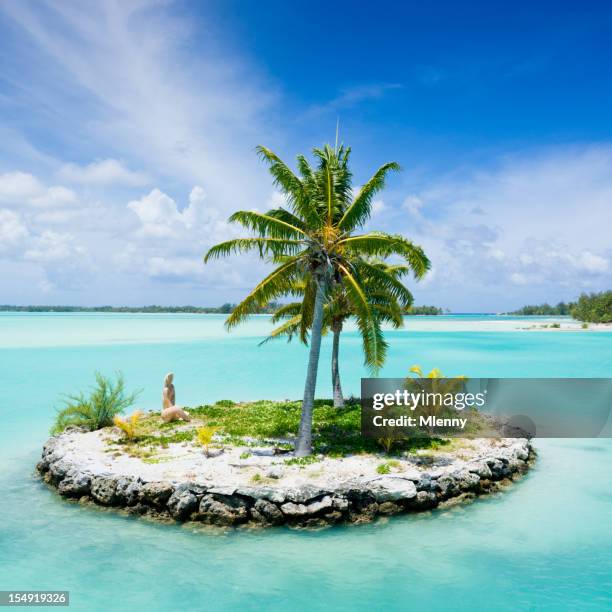 bora-bora l'aéroport de l" île île statue de lagon polynésien - motu islet photos et images de collection