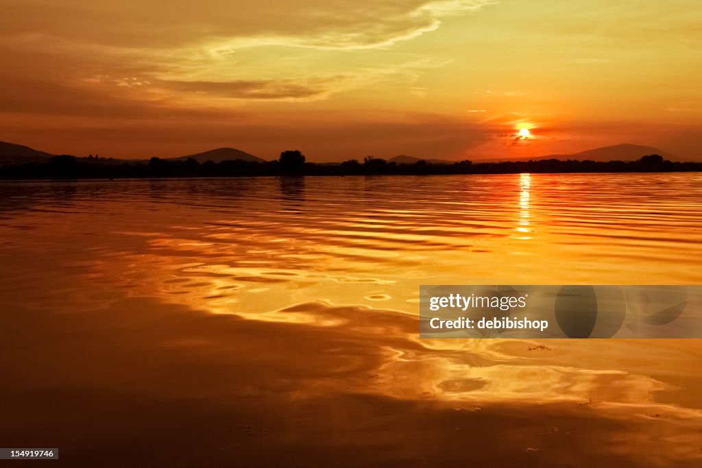 Golden Sunset over Columbia River - Eastern Washington