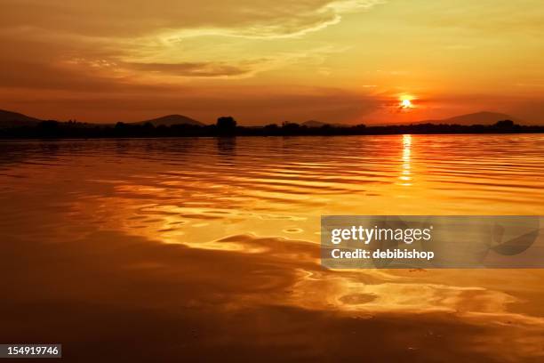 Golden Sunset Over Columbia River Eastern Washington High-Res Stock Photo