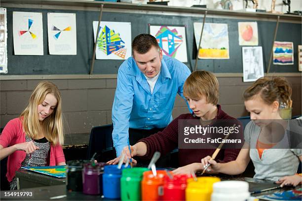 high school students - art class stock pictures, royalty-free photos & images