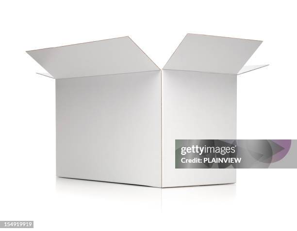 white-box - cardboard box isolated stock-fotos und bilder