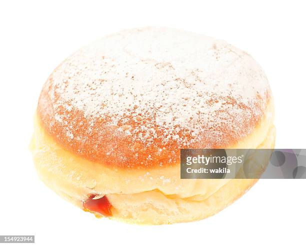 krapfen doghnut com marmelade preenchimento isolado a branco - blue donut white background imagens e fotografias de stock