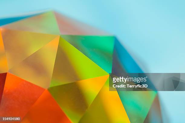 prismatic faceted crystal sphere, color spectrum - geodetisk kupol bildbanksfoton och bilder