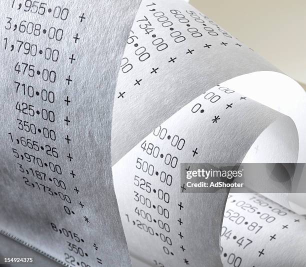 calculator paper roll - adding machine tape stock pictures, royalty-free photos & images