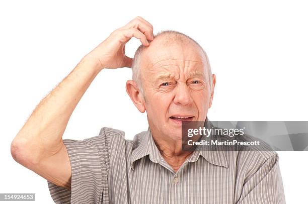 confused senior male - scratching head stock pictures, royalty-free photos & images