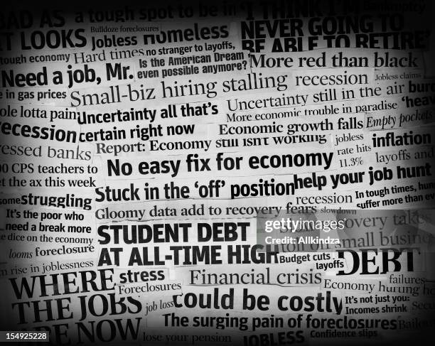 bad economic headlines 2011 collage - headlines stock pictures, royalty-free photos & images