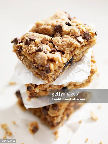 gluten free, chocolate chip dessert squares - brownie stock pictures, royalty-free photos & images