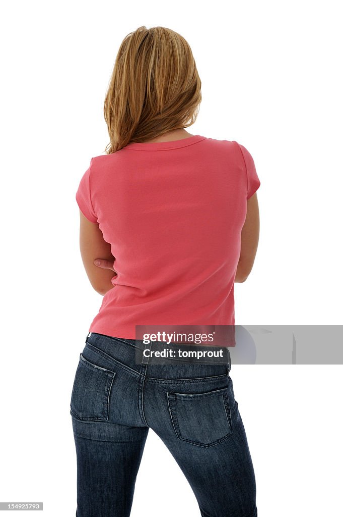 Young Woman Wearing Blank Tee Shirt