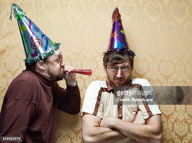 unhappy retro birthday - absurd birthday stock pictures, royalty-free photos & images