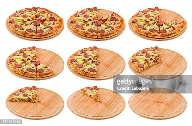 timelapse de comer pizza - portion imagens e fotografias de stock