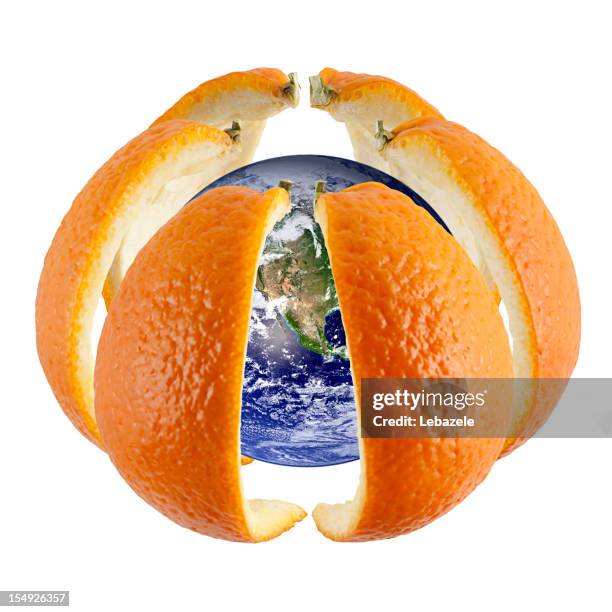 world in orange - stratosphere stock pictures, royalty-free photos & images