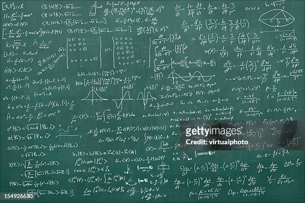 blackboard full of equations - mathematical symbol stock pictures, royalty-free photos & images