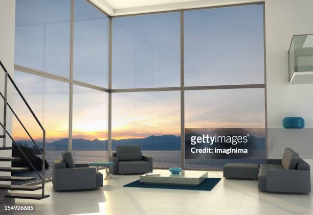 contemporary loft interior design - luxury mansion interior stock pictures, royalty-free photos & images