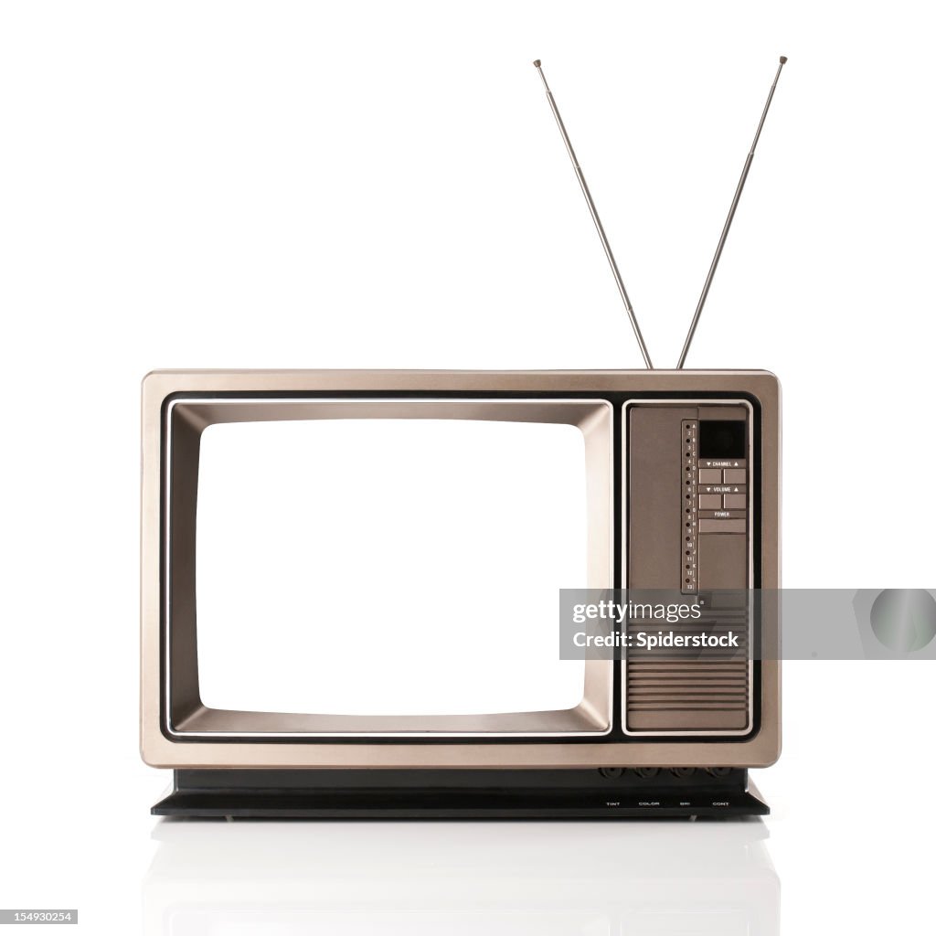 Vintage Television With Clipping Path