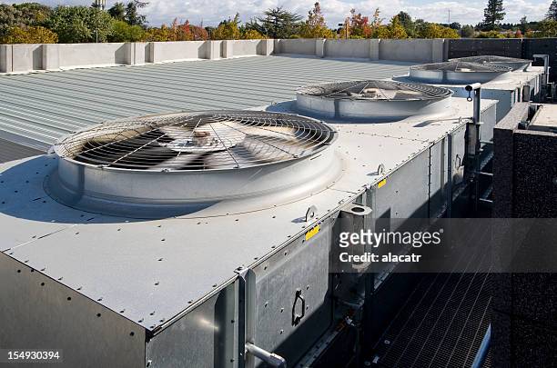 cooling towers with fans - chillar stock pictures, royalty-free photos & images