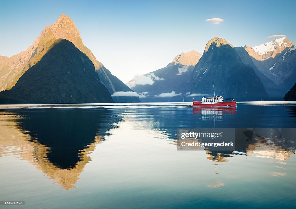 Boat in Milford Sound