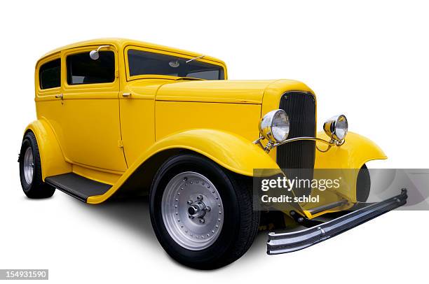 yellow hot rod - hot rod car stock pictures, royalty-free photos & images