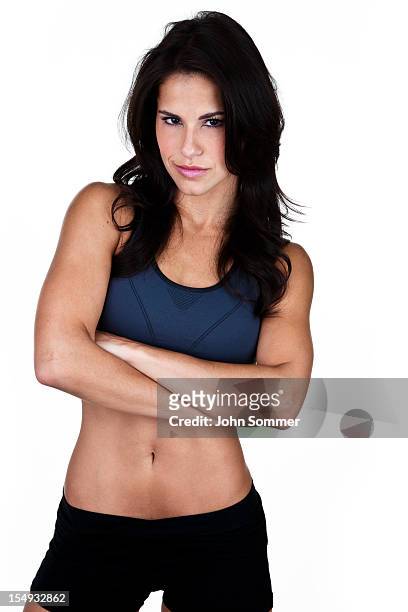 serious fitness woman - spandex stock pictures, royalty-free photos & images