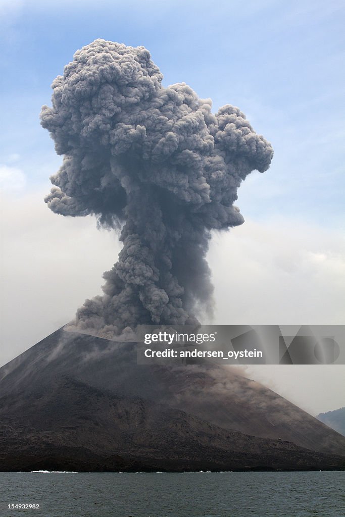 Krakatau erupts plume of smoke
