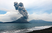Anak Krakatau eruption, seen from nearby island.