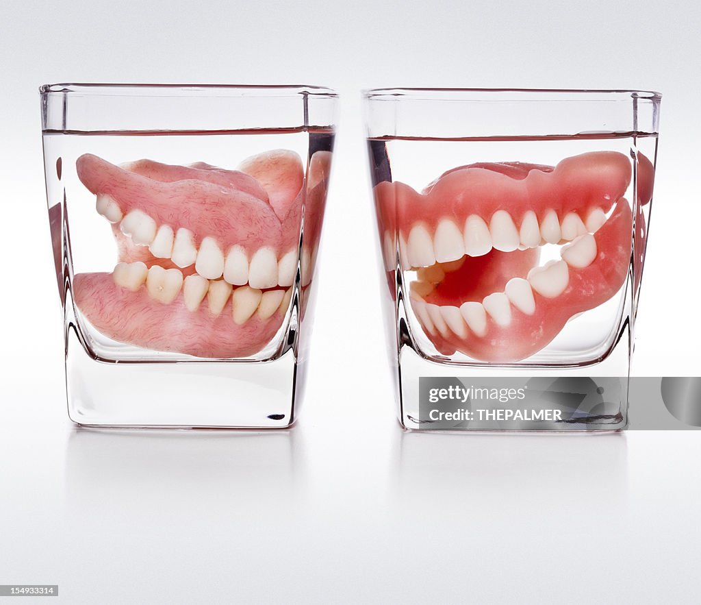 Dentures in a glass of water