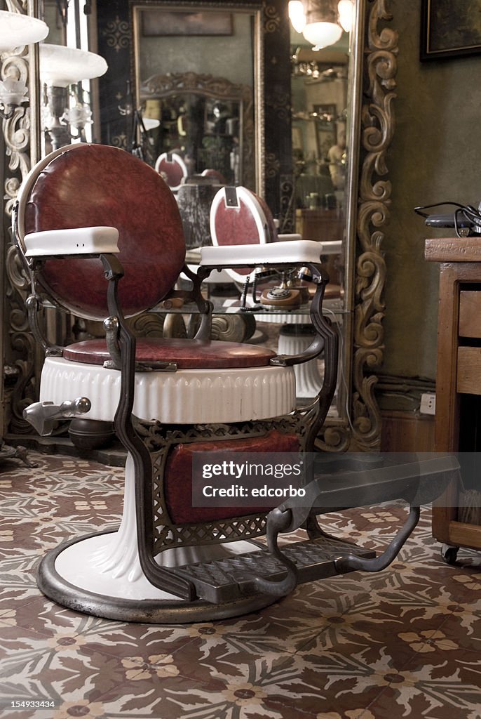 Barbershop with floral floor design