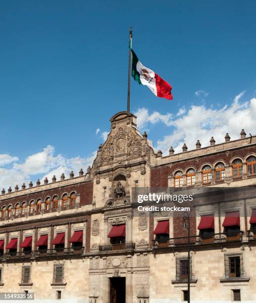 palacio nacional (national palace) flag, mexico city - national palace mexico city bildbanksfoton och bilder