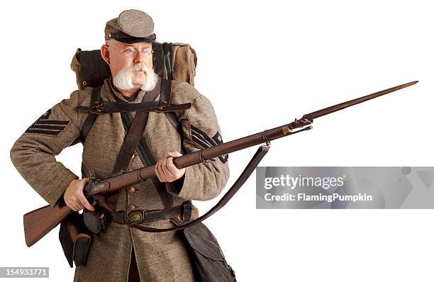 american civil war confederate soldier. - bayonets stock pictures, royalty-free photos & images
