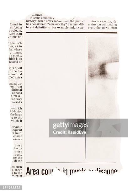 torn out newspaper clipping with blank space - newspaper cutting stock pictures, royalty-free photos & images
