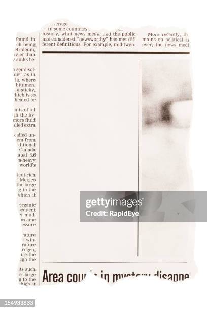 torn out newspaper clipping with blank space - newspaper clipping stock pictures, royalty-free photos & images