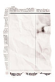 Crumpled torn out newspaper clipping with blank space