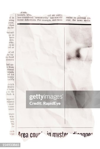 Squashed Newspaper Crumpled Torn Out Newspaper Clipping With Blank Space High-Res Stock ...