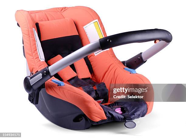 baby car and travel seat on white background - baby supplies stockfoto's en -beelden