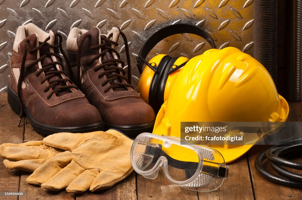 Personal protective workwear on the floor