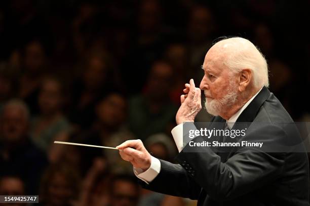 Composer John Williams conducts the concert celebrating the 225th anniversary of "The President's Own" United States Marine Band at the Kennedy...