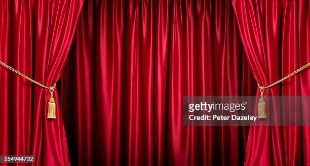 background/theatre red curtains - theater stock-fotos und bilder