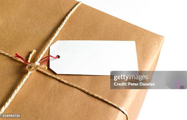 brown paper parcel with copy space - blank box stock pictures, royalty-free photos & images