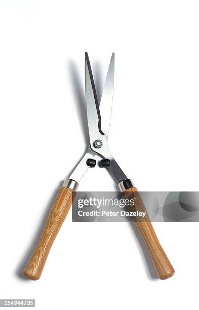 garden shears with copy space - heckenschere stock-fotos und bilder