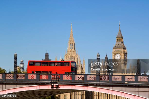 london bus and big ben - london bus stock pictures, royalty-free photos & images