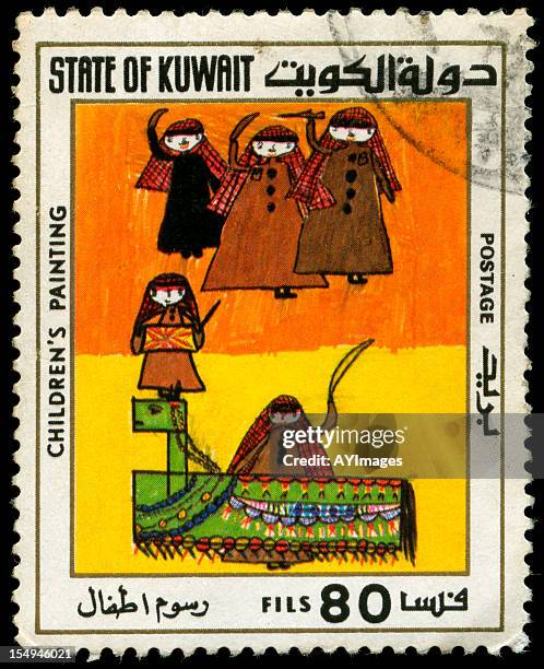 stamp from kuwait - kuwaiti stock pictures, royalty-free photos & images