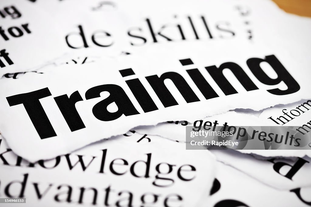 Newspaper headlines about training, knowledge and business skills