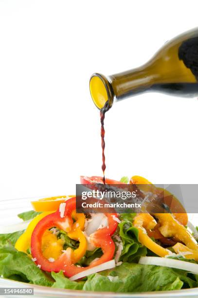 basalmic vinegar and salad - balsamic vinegar stock pictures, royalty-free photos & images