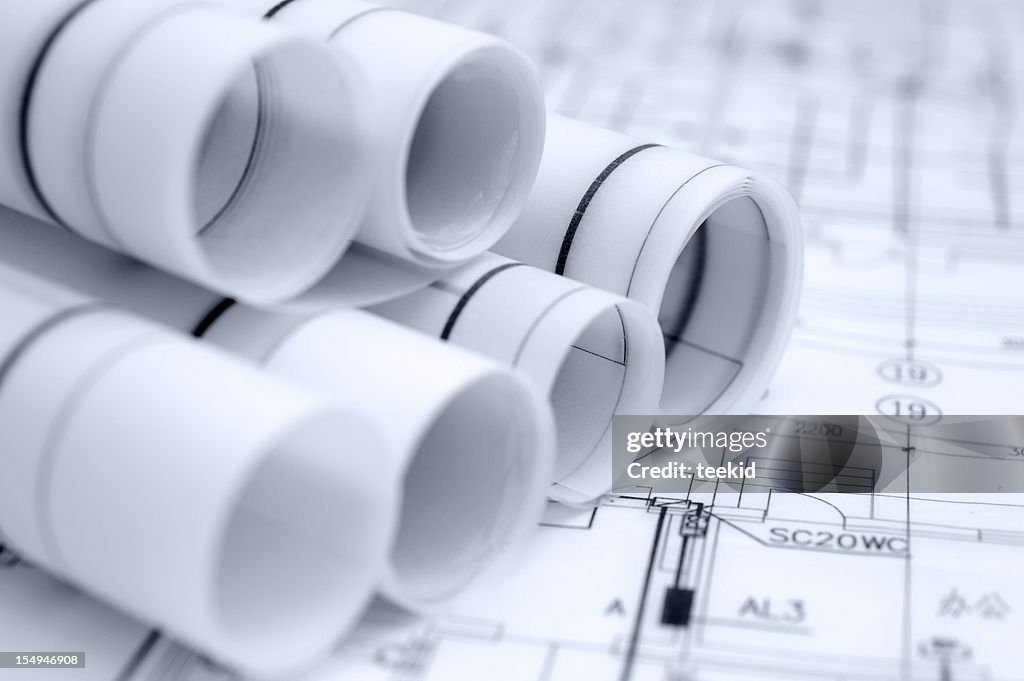 Cianografia di architettura, ingegneria e costruzioni di dettaglio del documento di progettazione