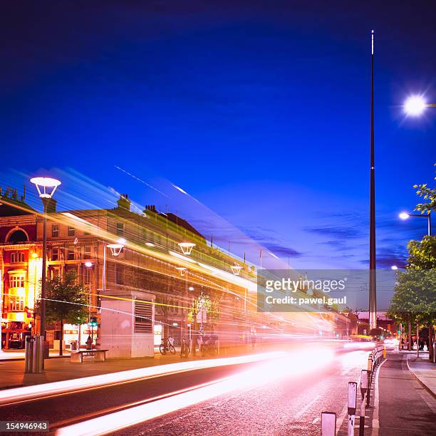 o'connell street by night - spire stock pictures, royalty-free photos & images